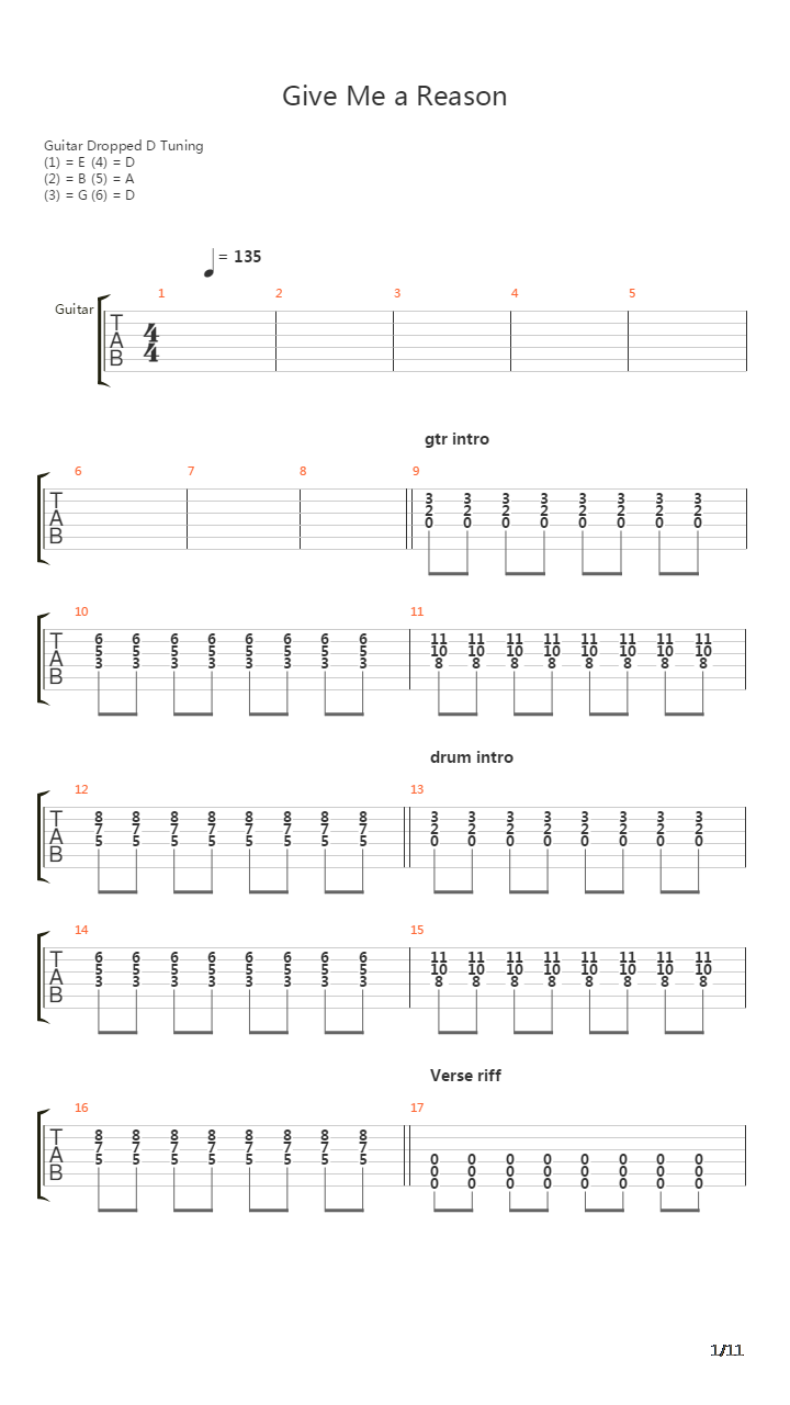Give Me A Reason 2(6103)吉他谱