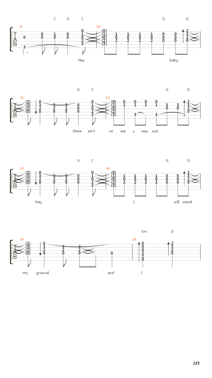 I Won't Back Down (Fingerstyle)吉他谱