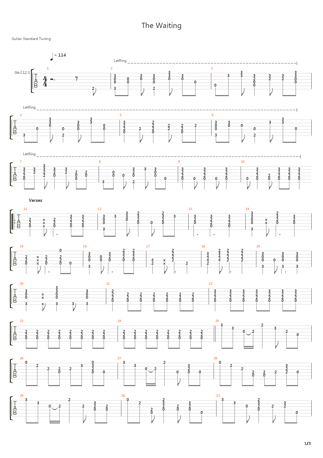The Waiting吉他谱