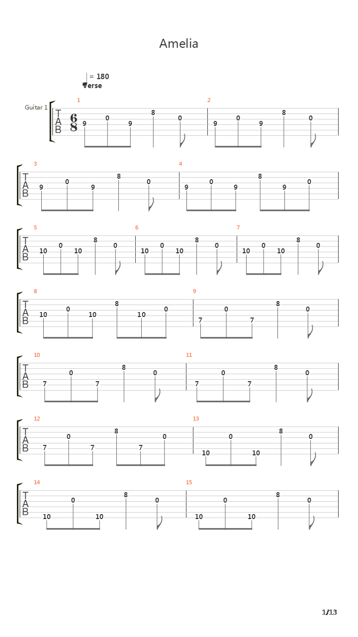 Amelia吉他谱