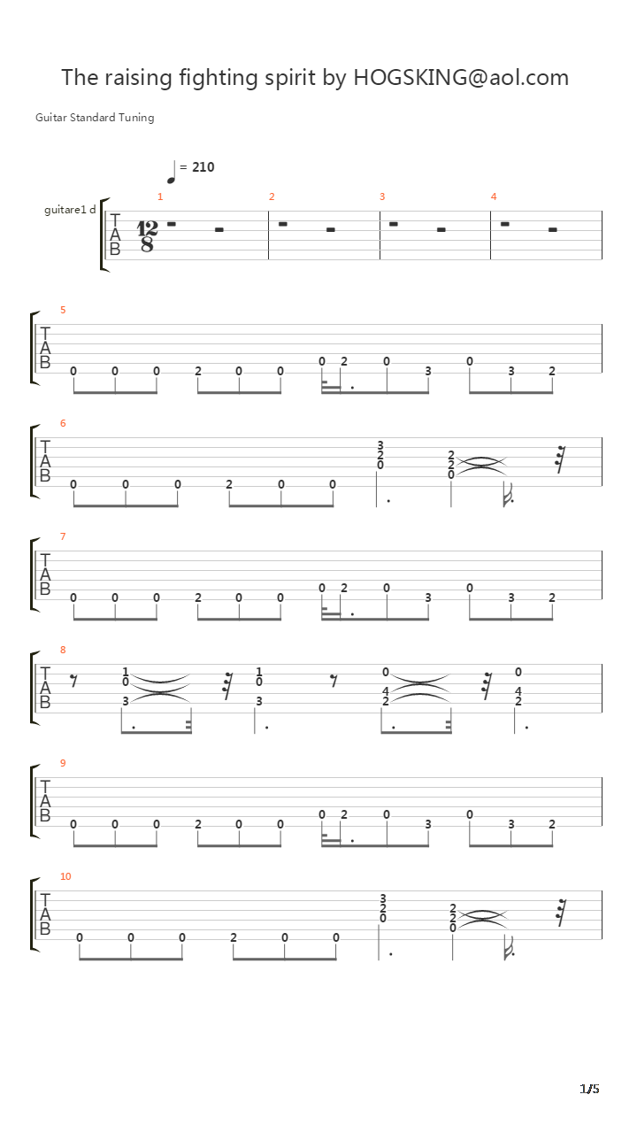 Raising Fighting Spirit吉他谱
