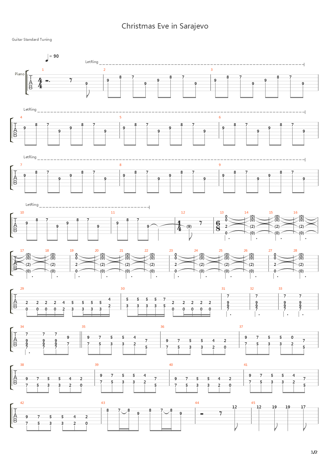 Christmas EveSarajevo吉他谱