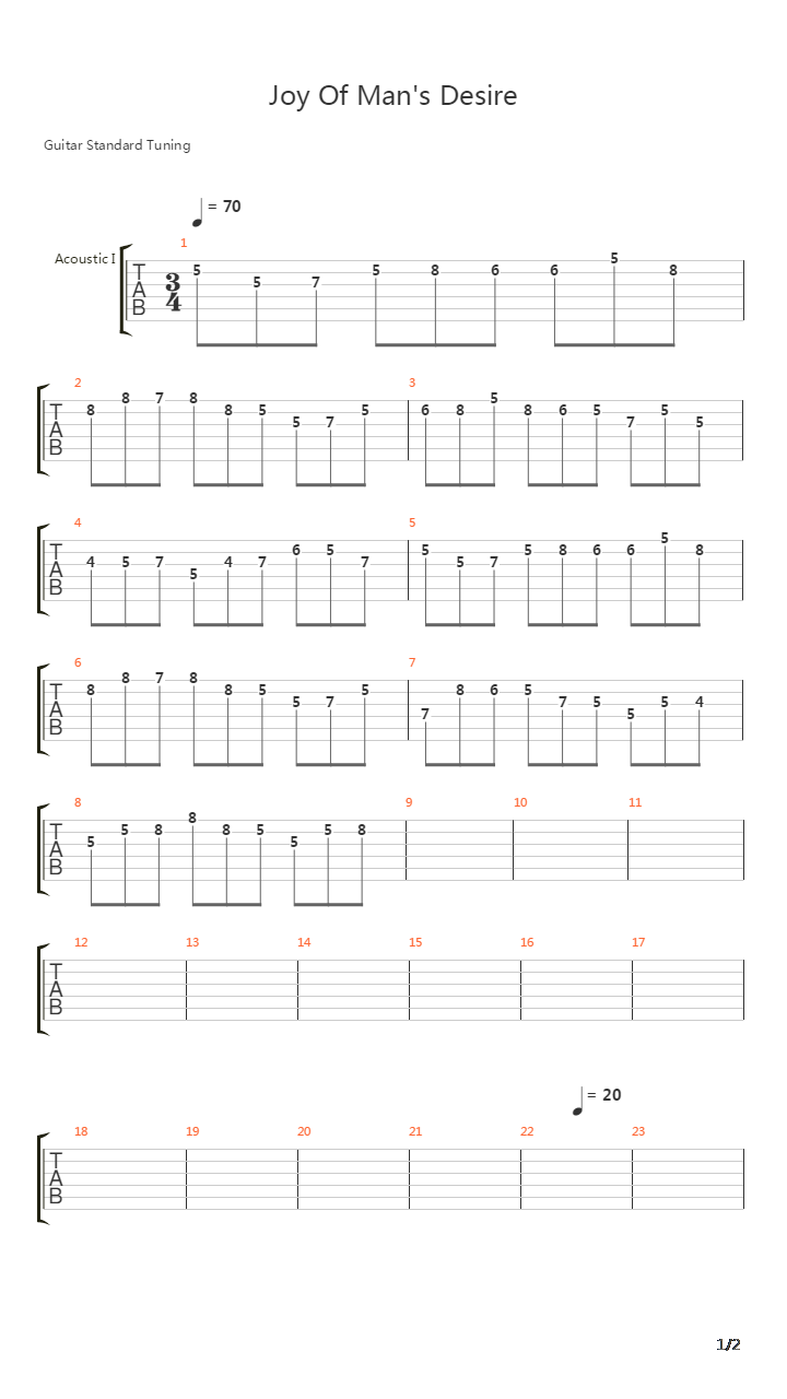 Joy Of Man's Desire吉他谱
