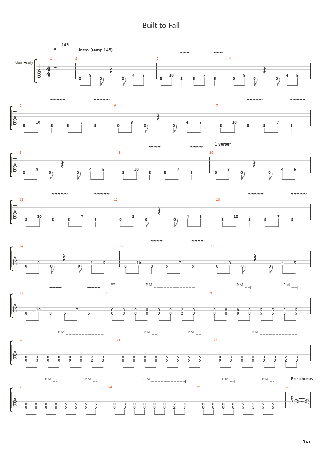 Built To Fall吉他谱