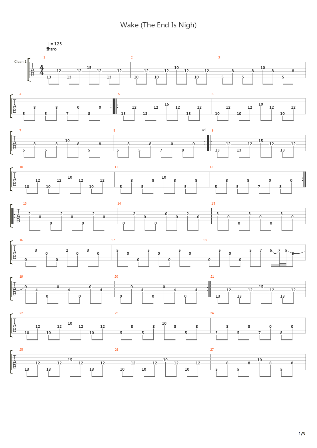 Wake (The End Is Nigh)吉他谱