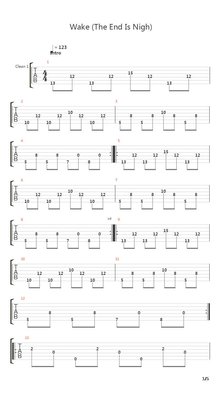 Wake (The End Is Nigh)吉他谱