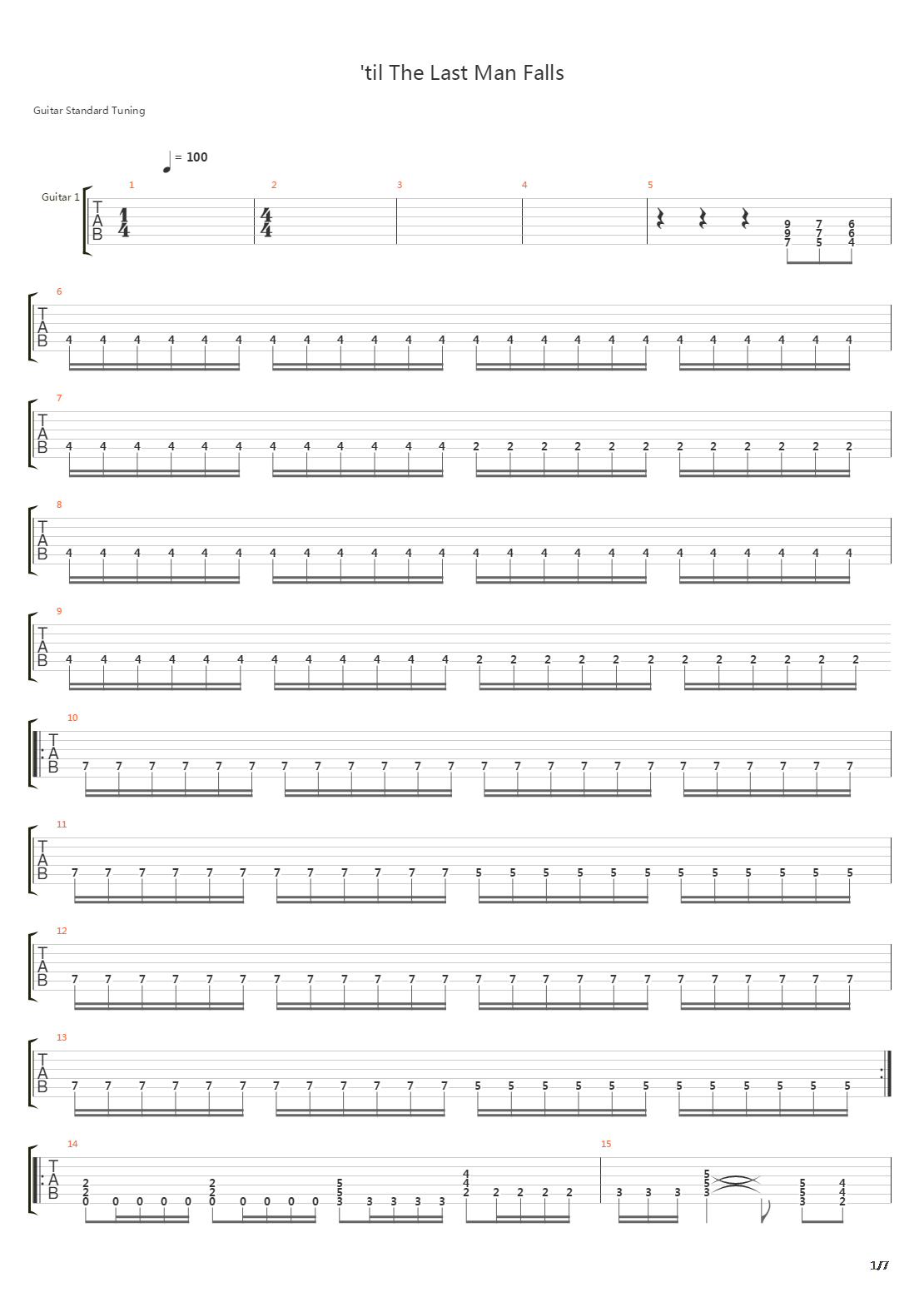 Till The Last Man Falls吉他谱