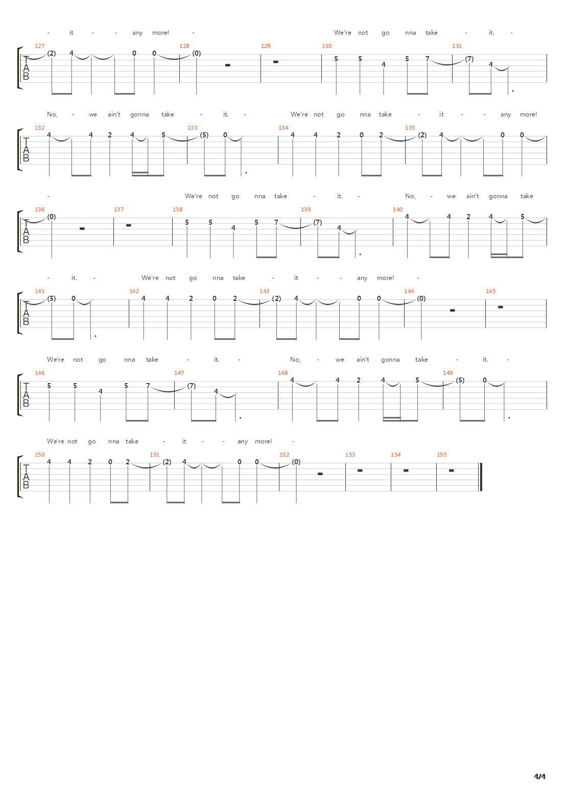 We're Not Gonna Take It吉他谱