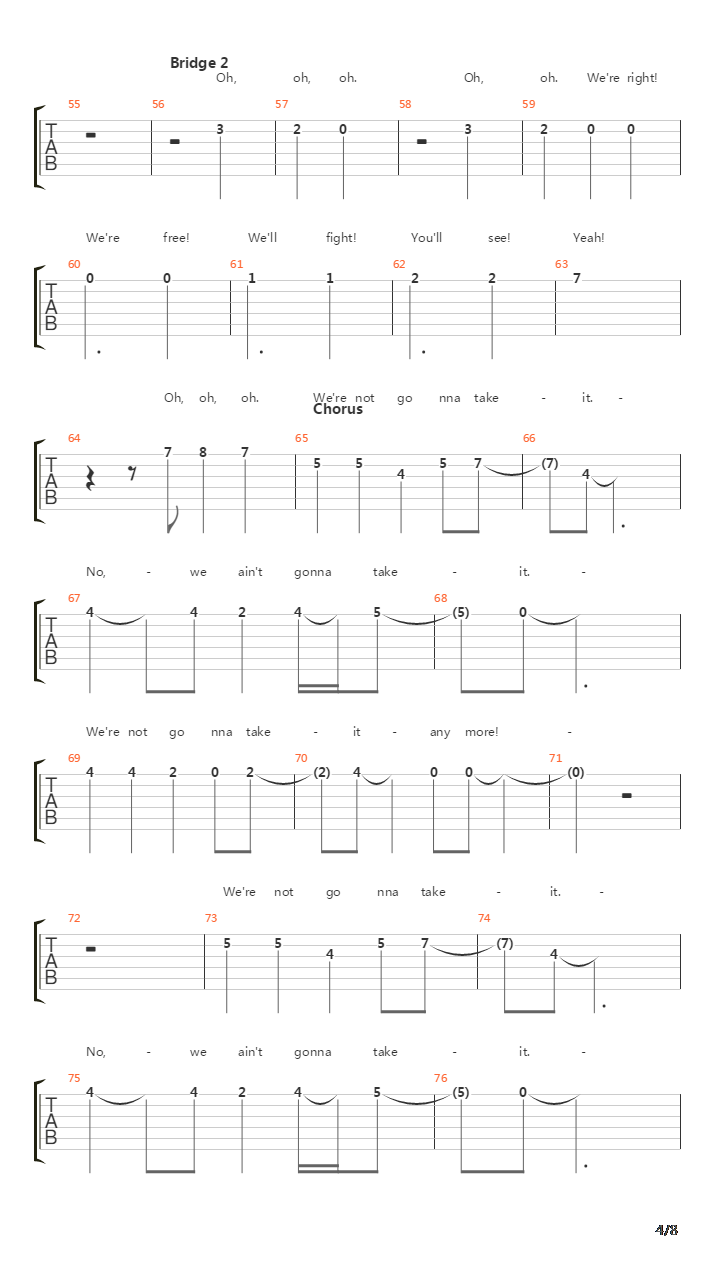 We're Not Gonna Take It吉他谱