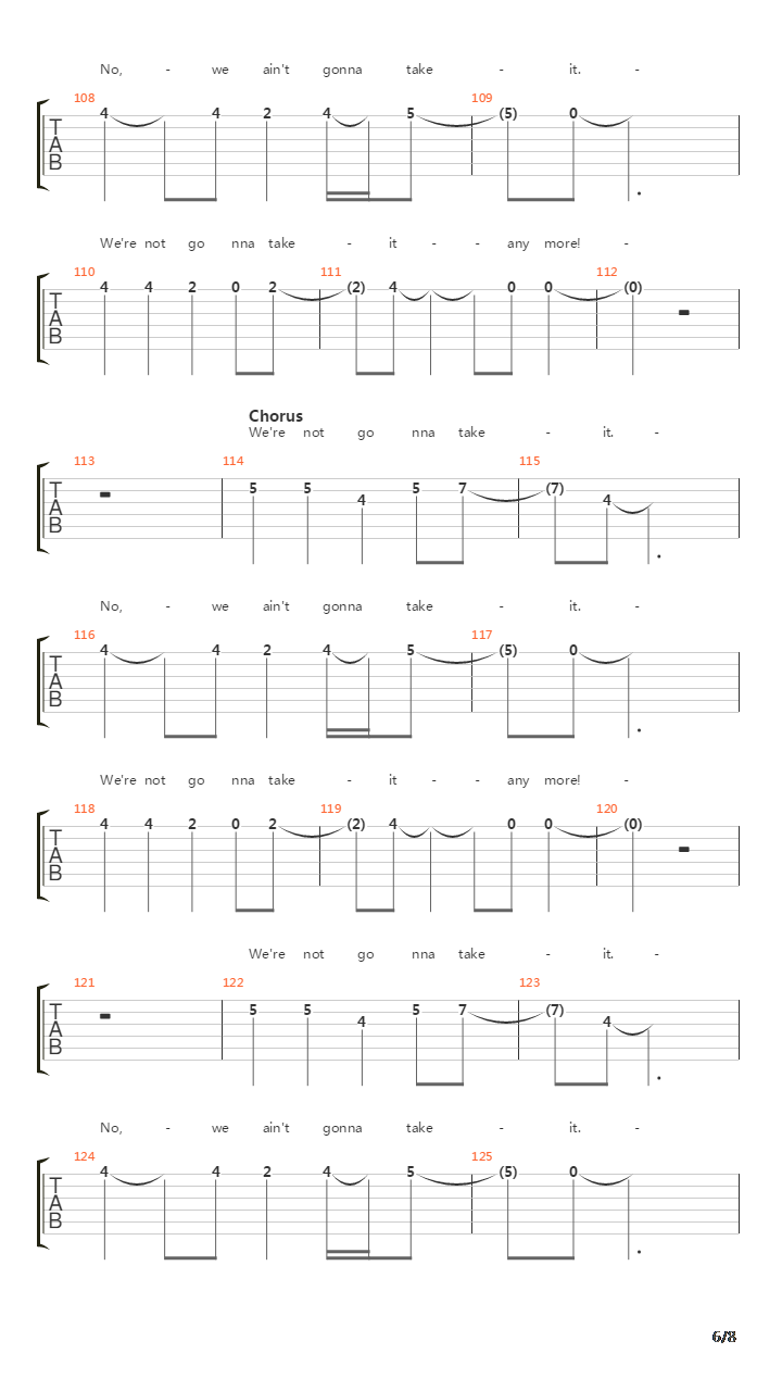 We're Not Gonna Take It吉他谱