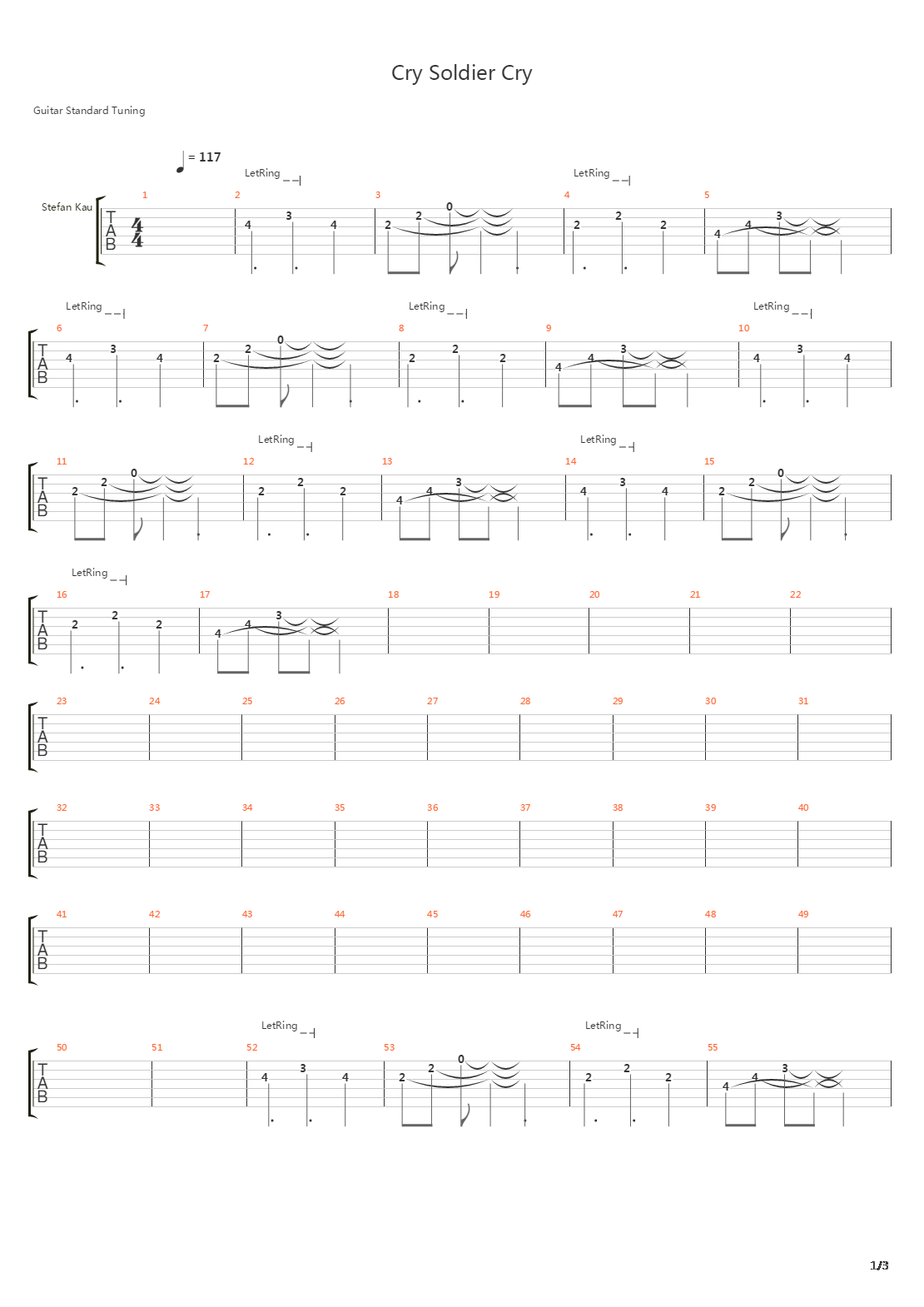 Cry Soldier Cry吉他谱