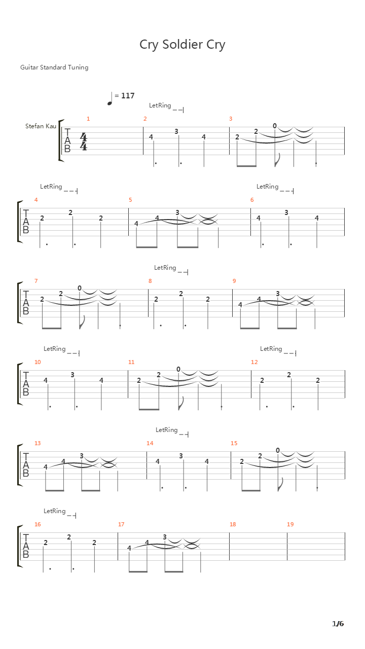Cry Soldier Cry吉他谱