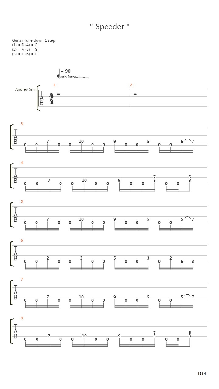 Speeder吉他谱