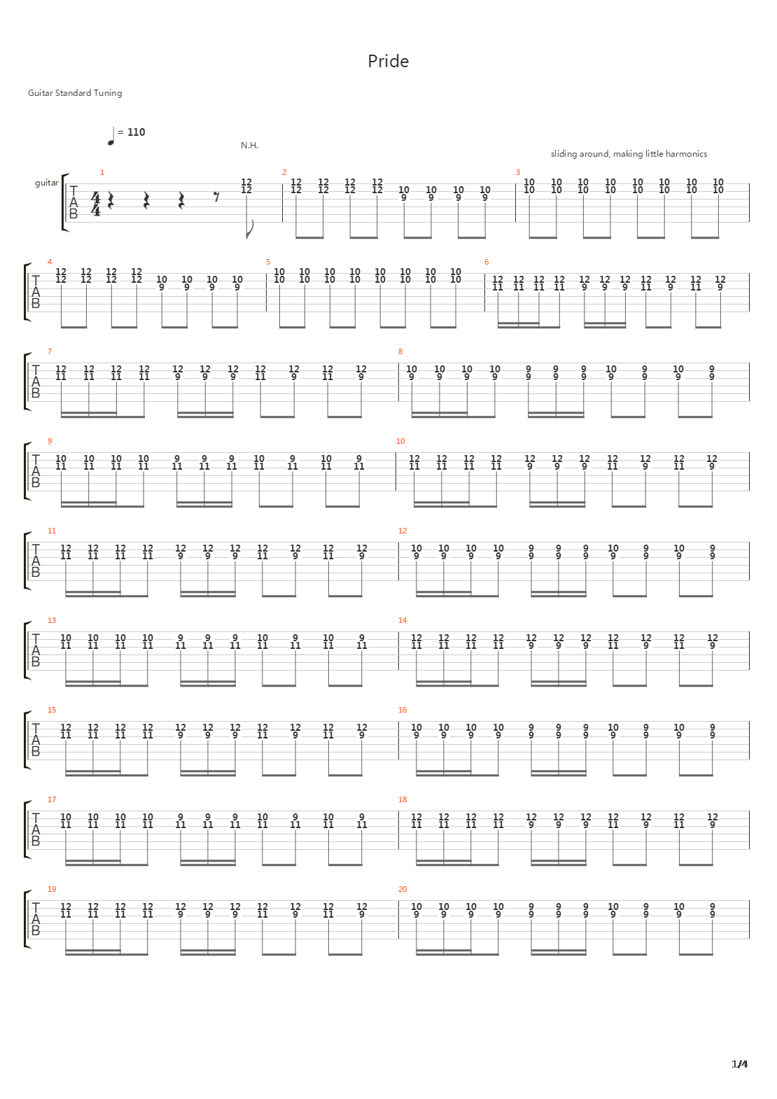 Pride (In The Name Of Love)吉他谱