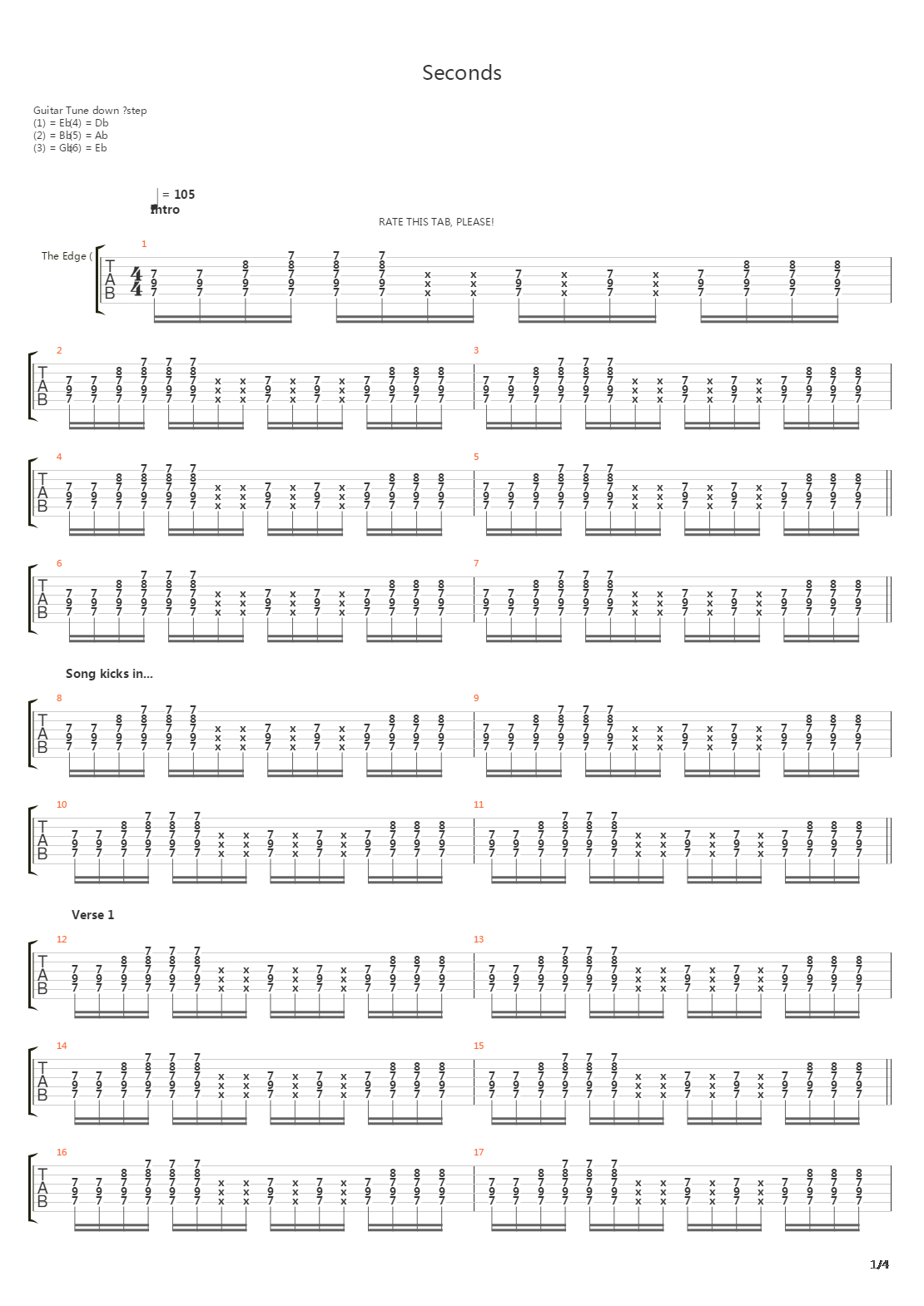 Seconds吉他谱