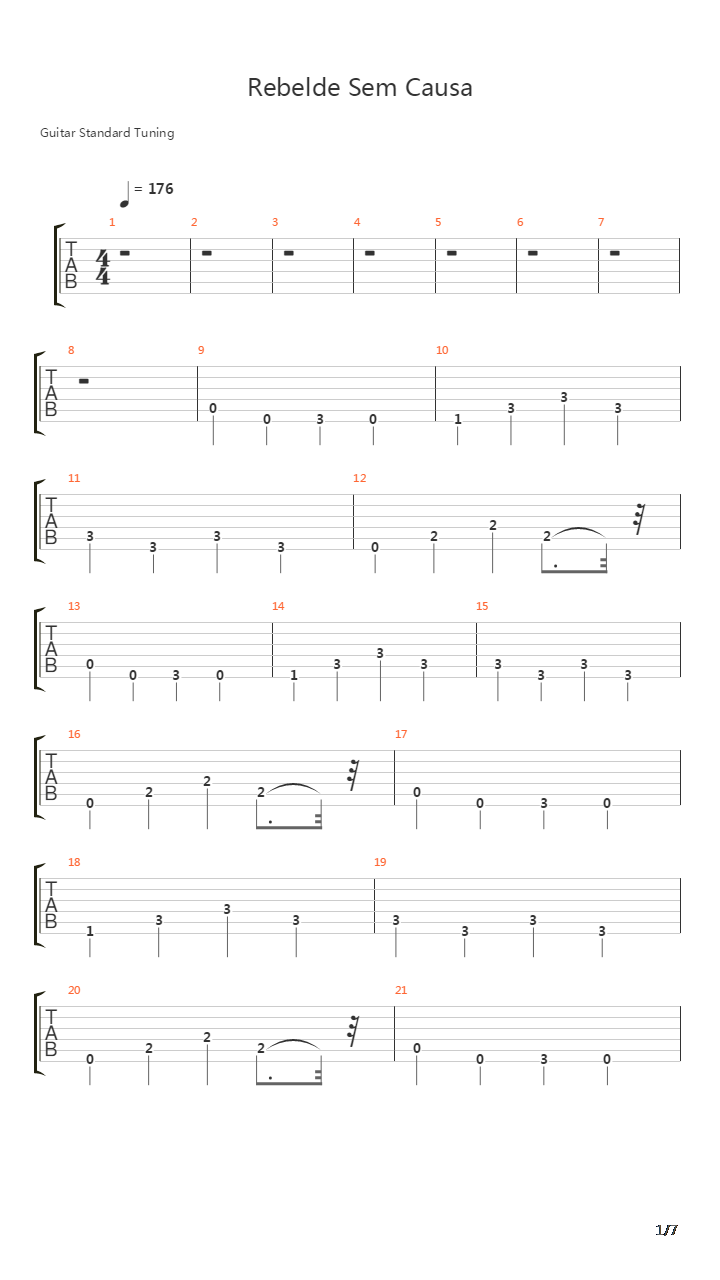 Rebelde Sem Causa吉他谱