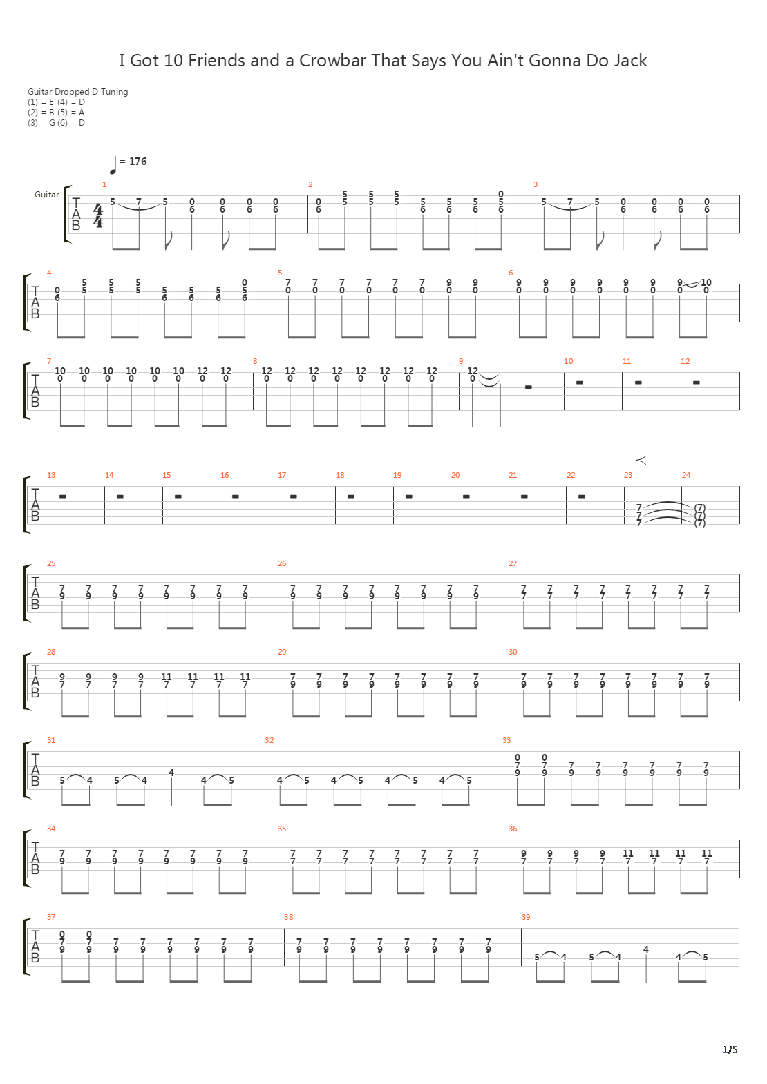 I've Got 10 Friends And A Crowbar That Says You Ain't Gonna Do Jack吉他谱