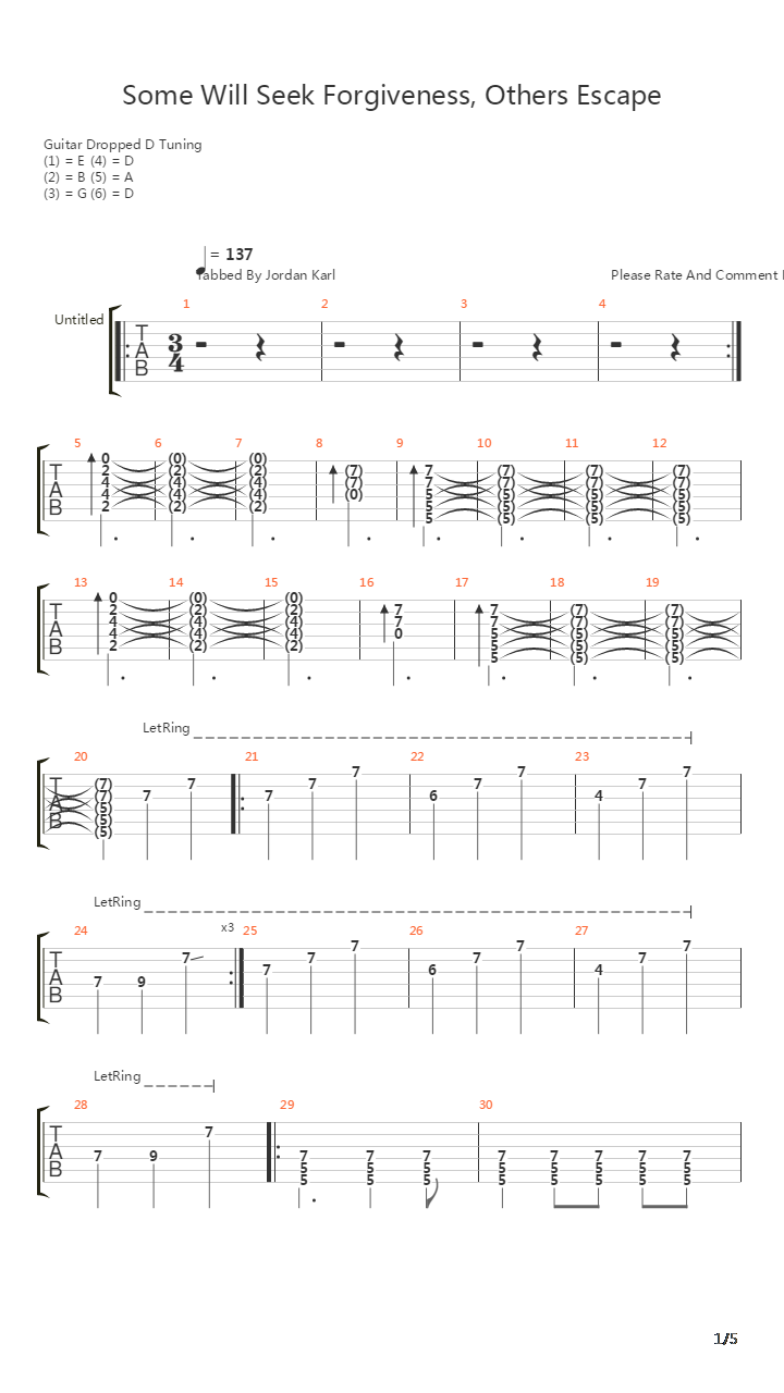 Some Will Seek Forgivness Others Escape吉他谱