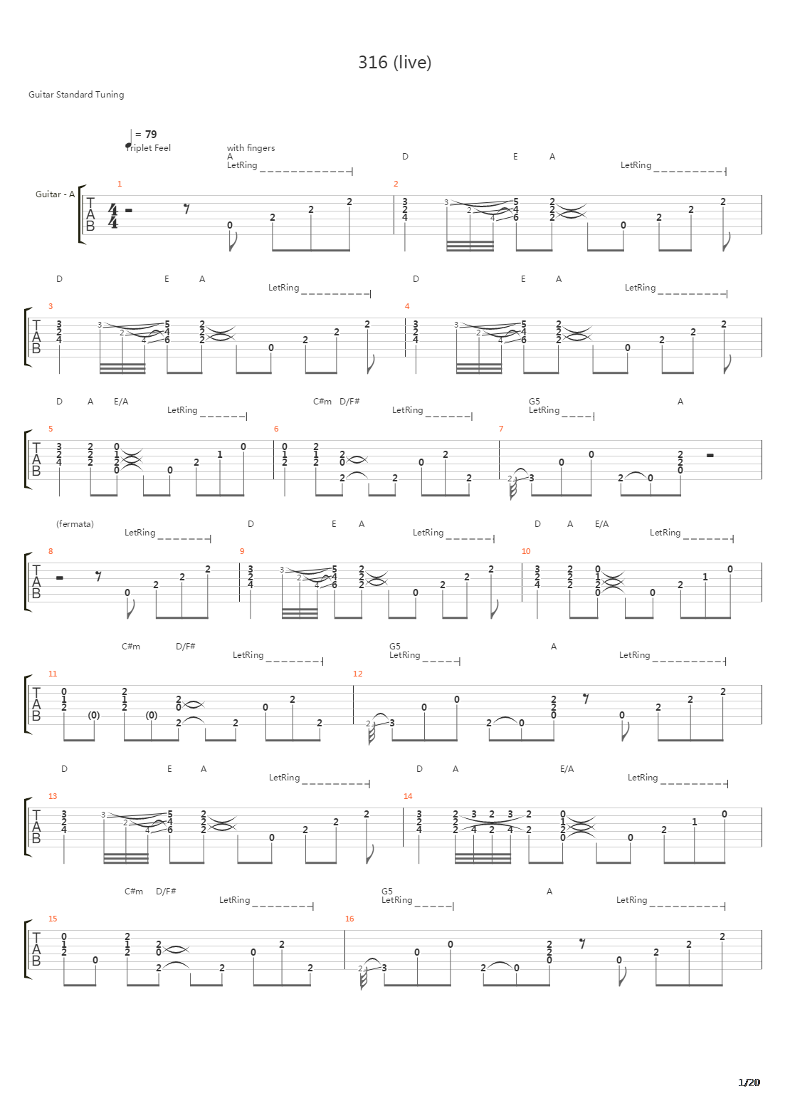 316 (Live)吉他谱