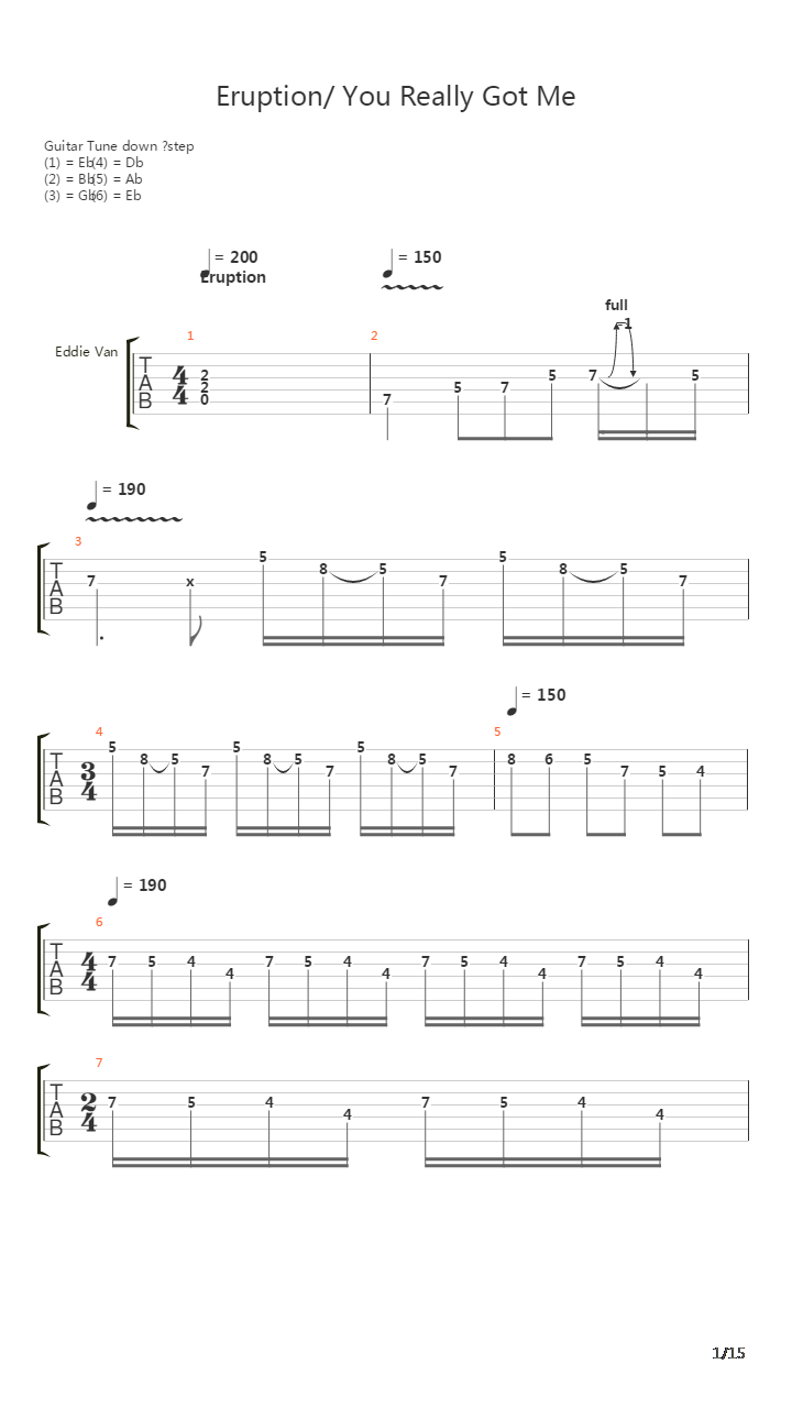 EruptionYou Really Got Me吉他谱