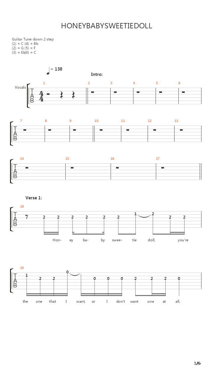 Honeybabysweetiedoll吉他谱