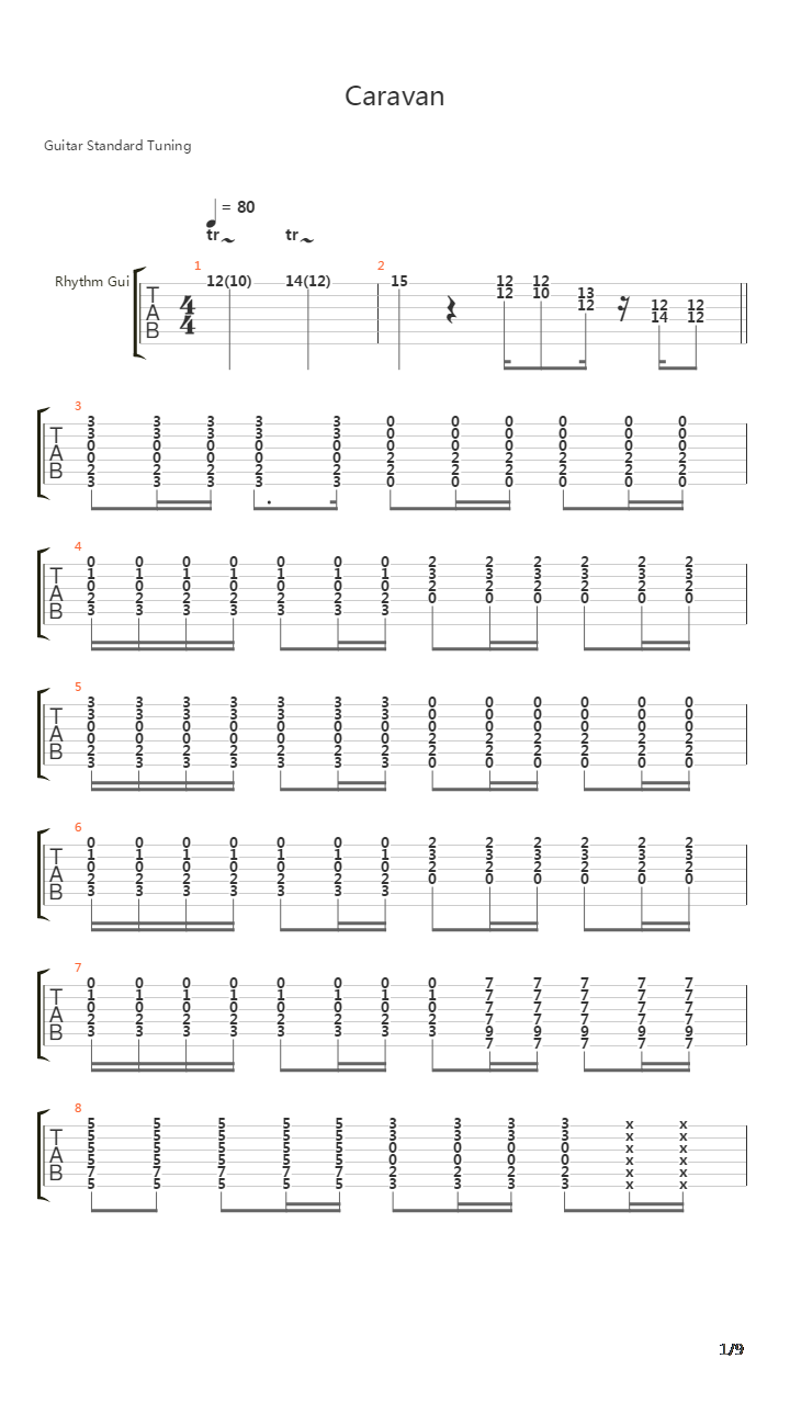 Caravan吉他谱