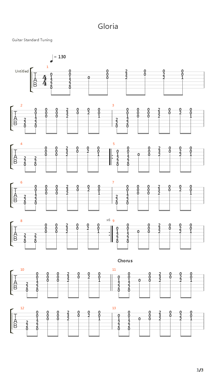 Gloria吉他谱