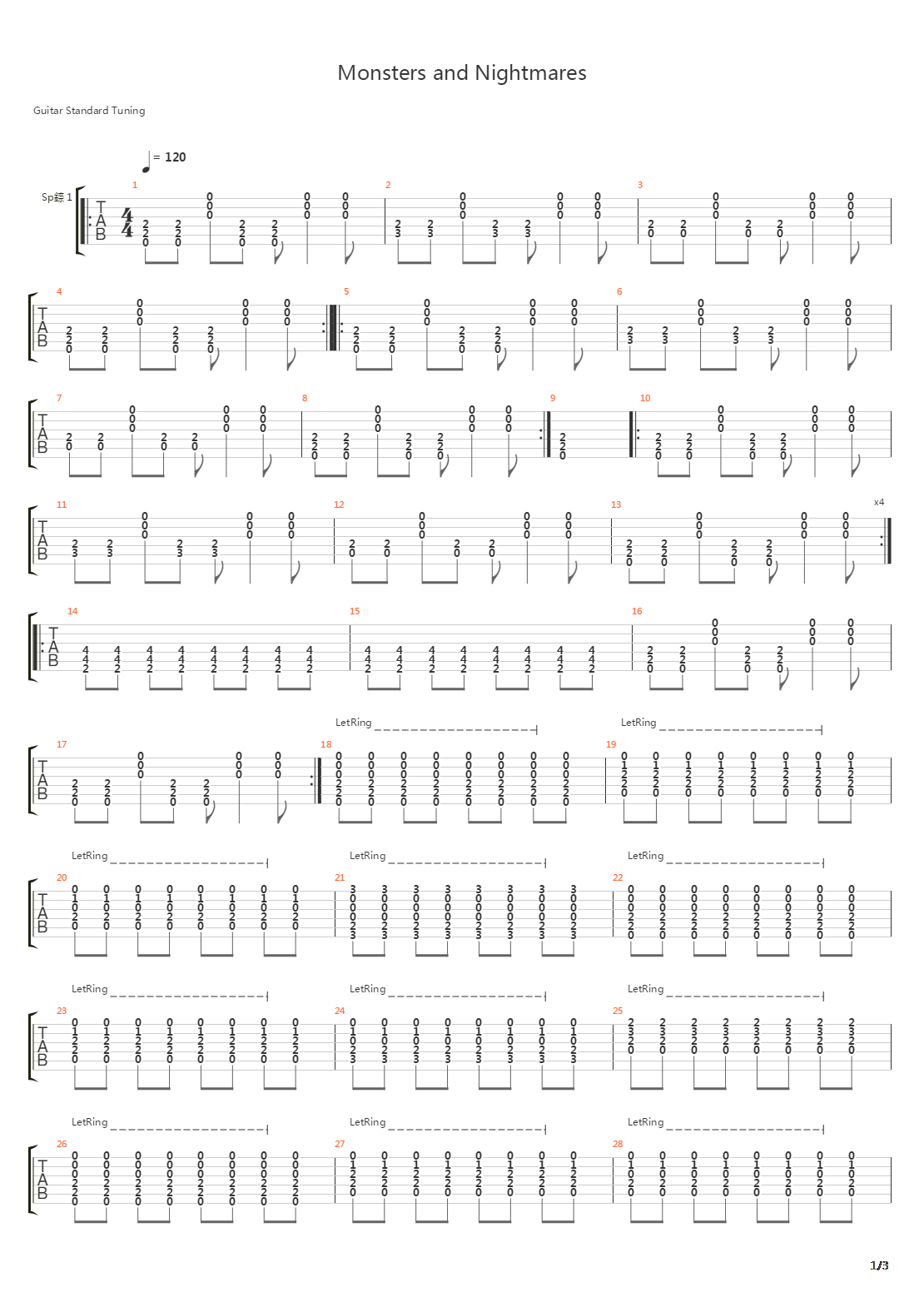 Monsters And Nightmares吉他谱
