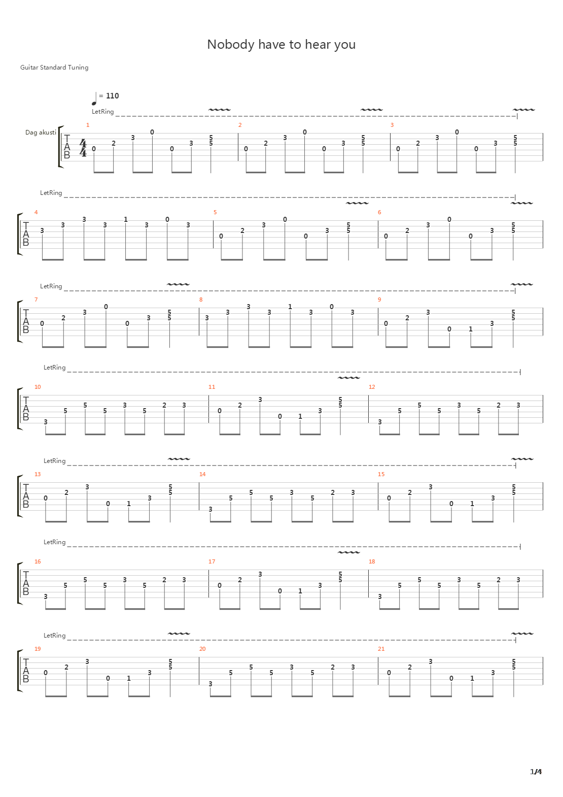 Nobody Have To Hear You吉他谱
