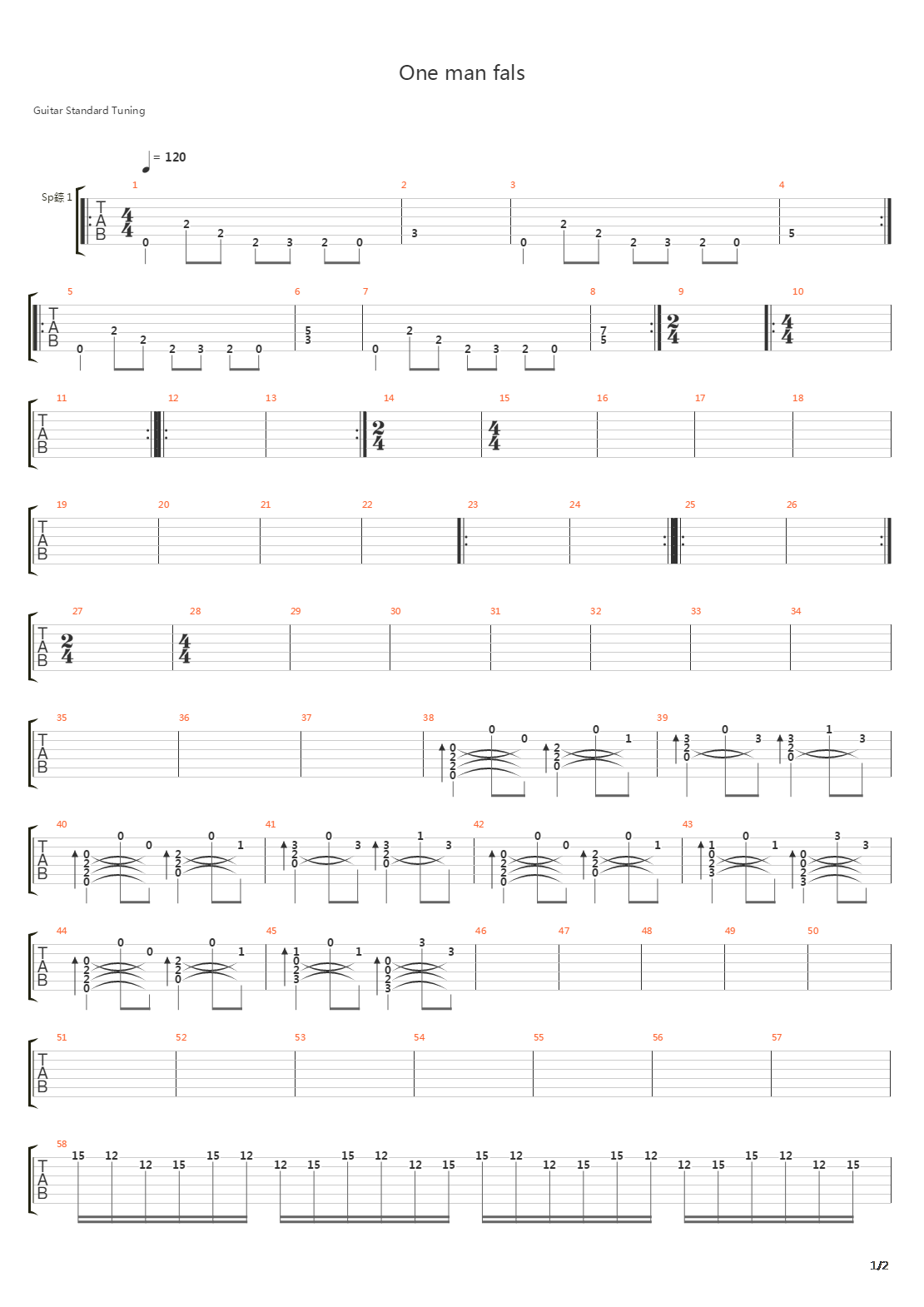 One Man Fals吉他谱