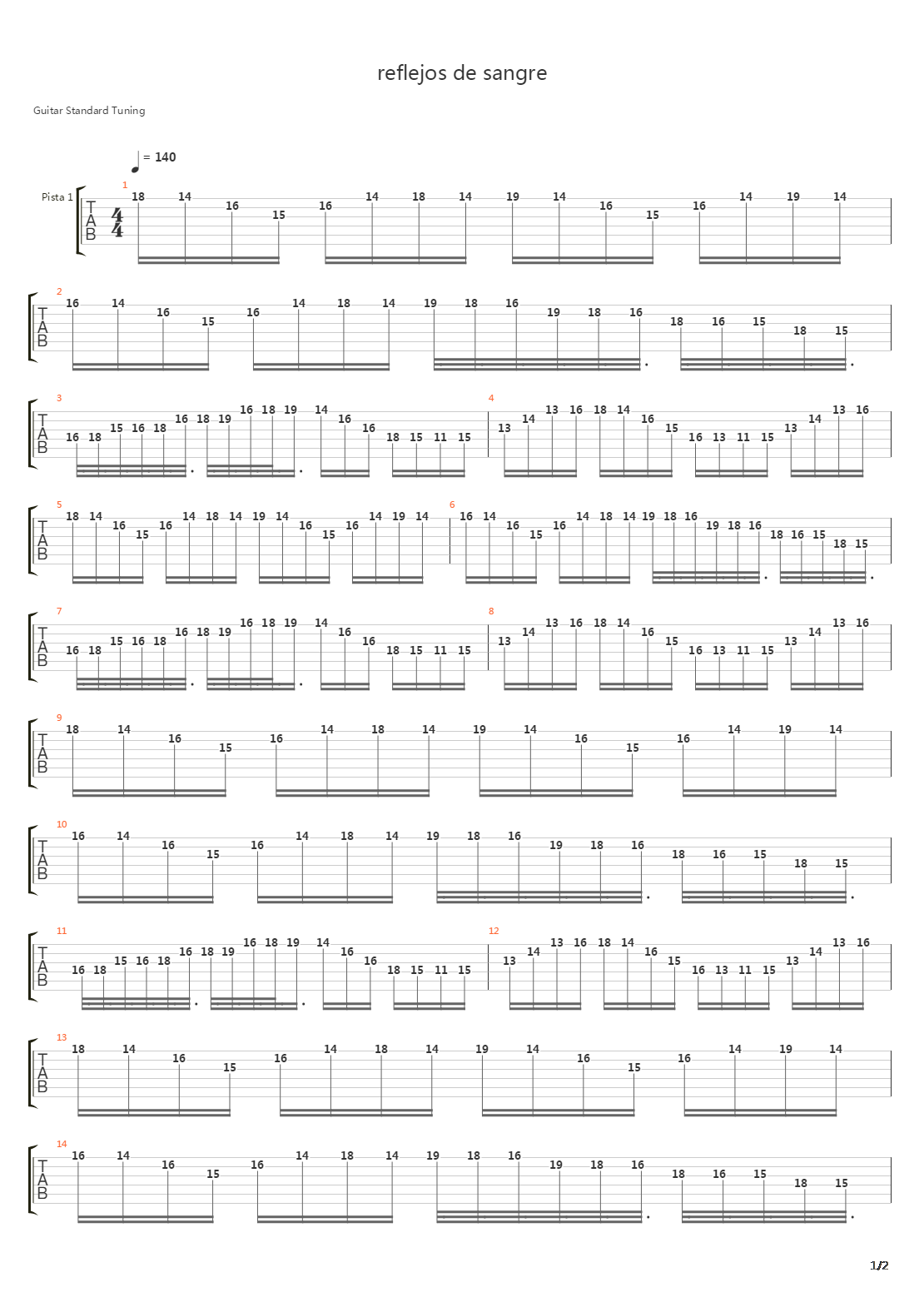 Reflejos De Sangre吉他谱