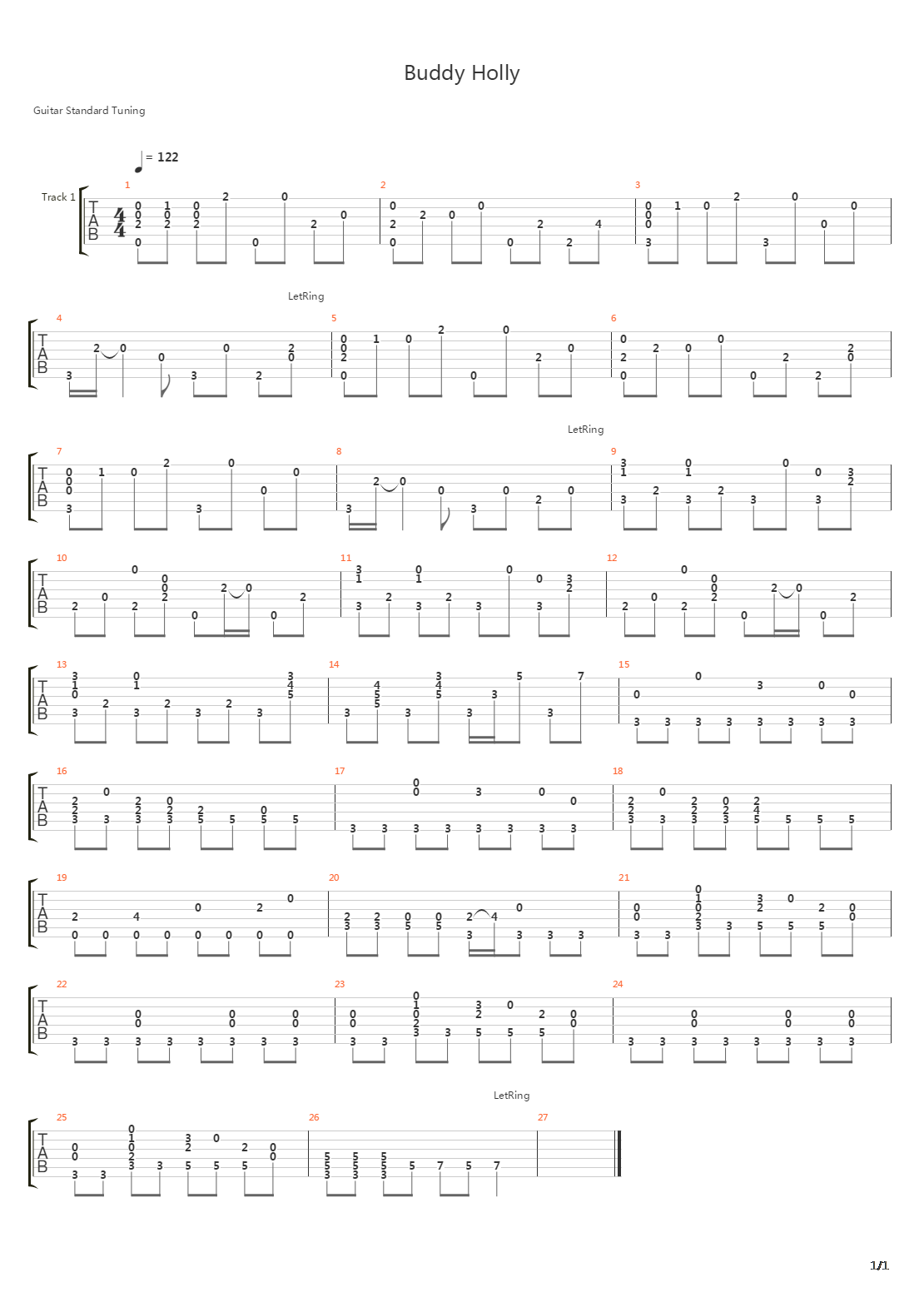 Buddy Holly (Fingerstyle)吉他谱