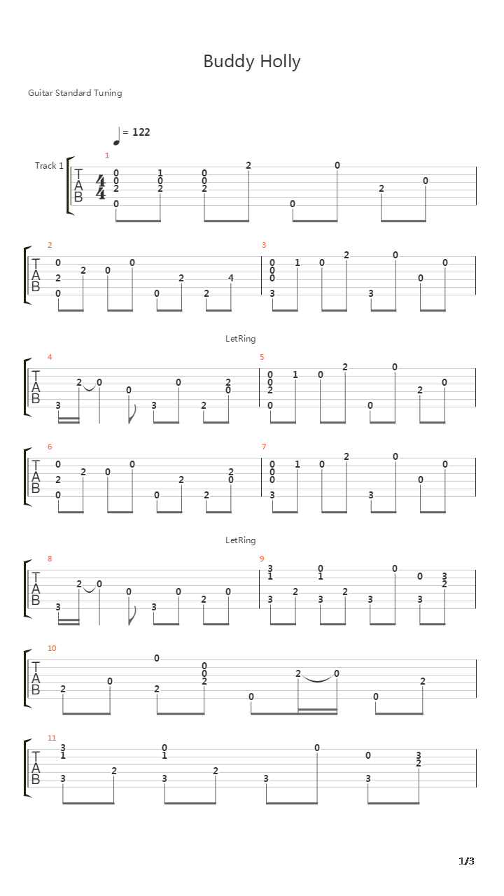 Buddy Holly (Fingerstyle)吉他谱