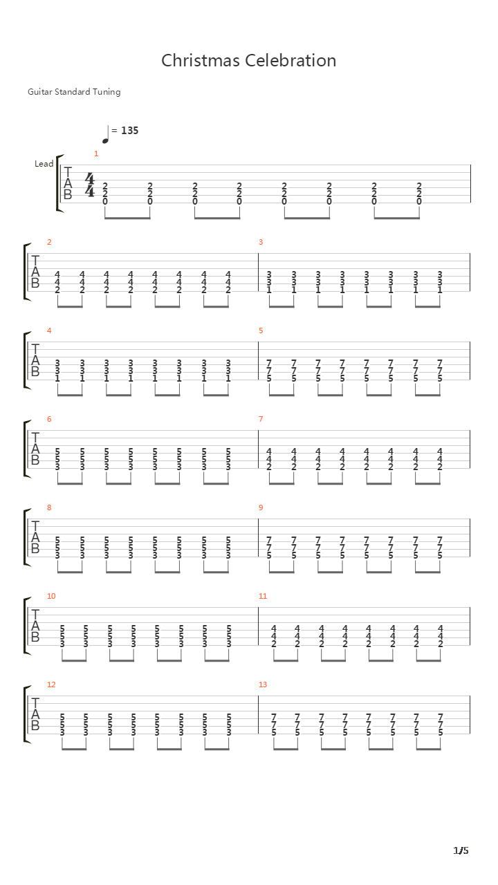 Christmas Celebration吉他谱