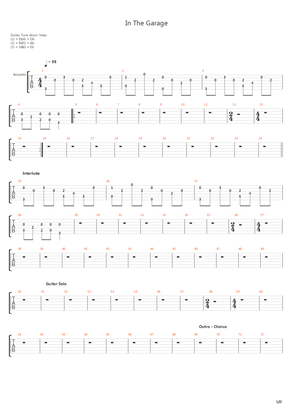 In The Garage吉他谱