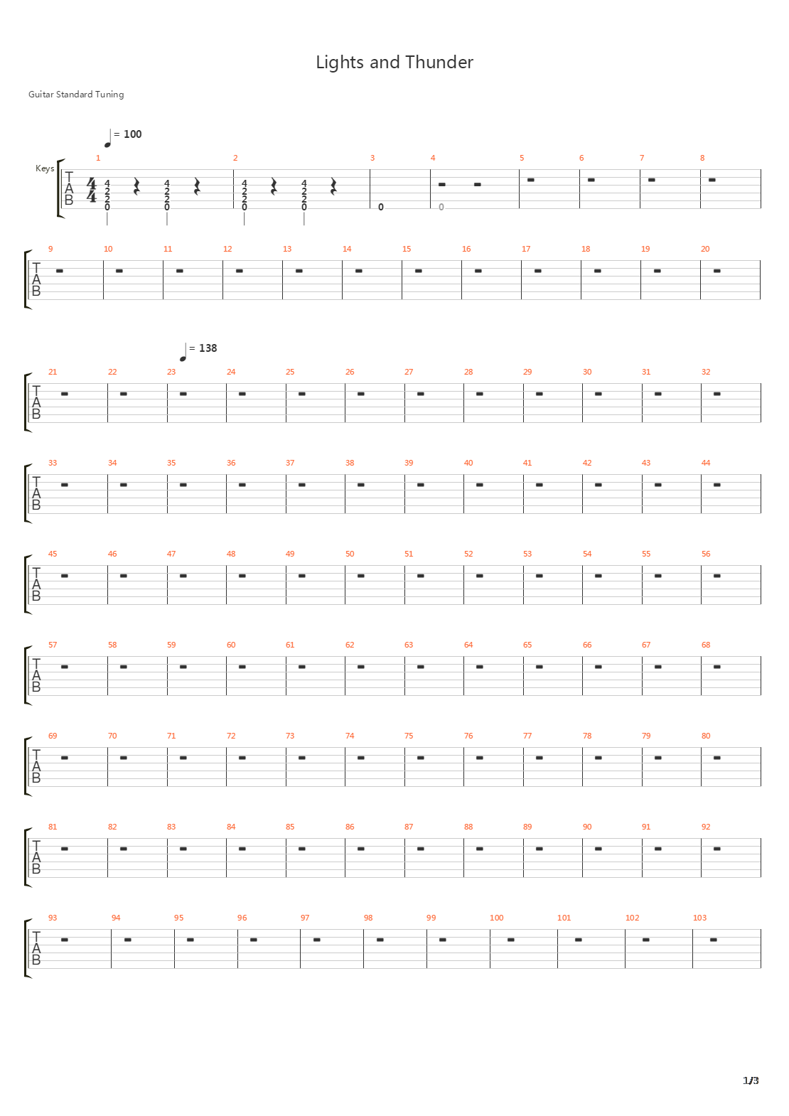 Lights And Thunder吉他谱