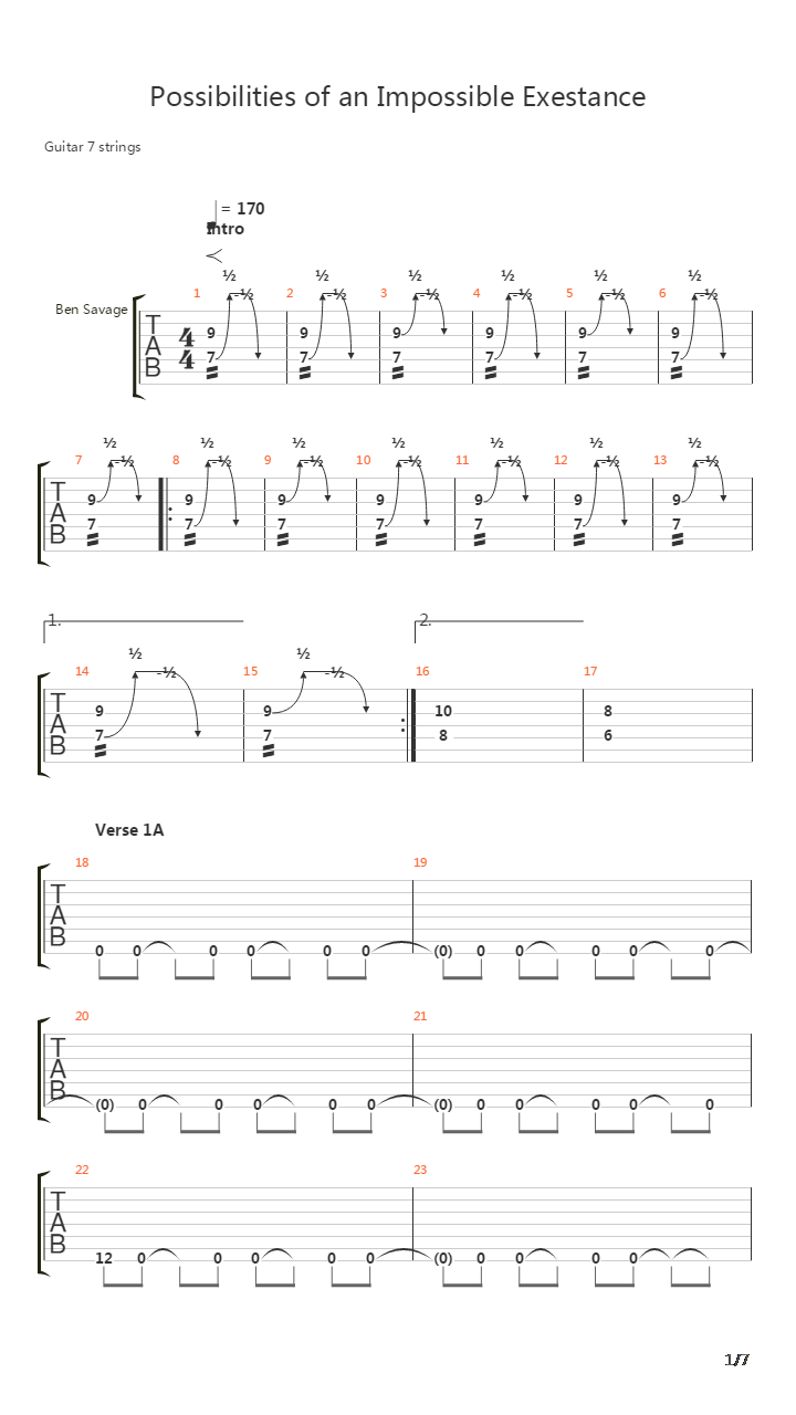 Possibilities Of An Impossible Existence吉他谱