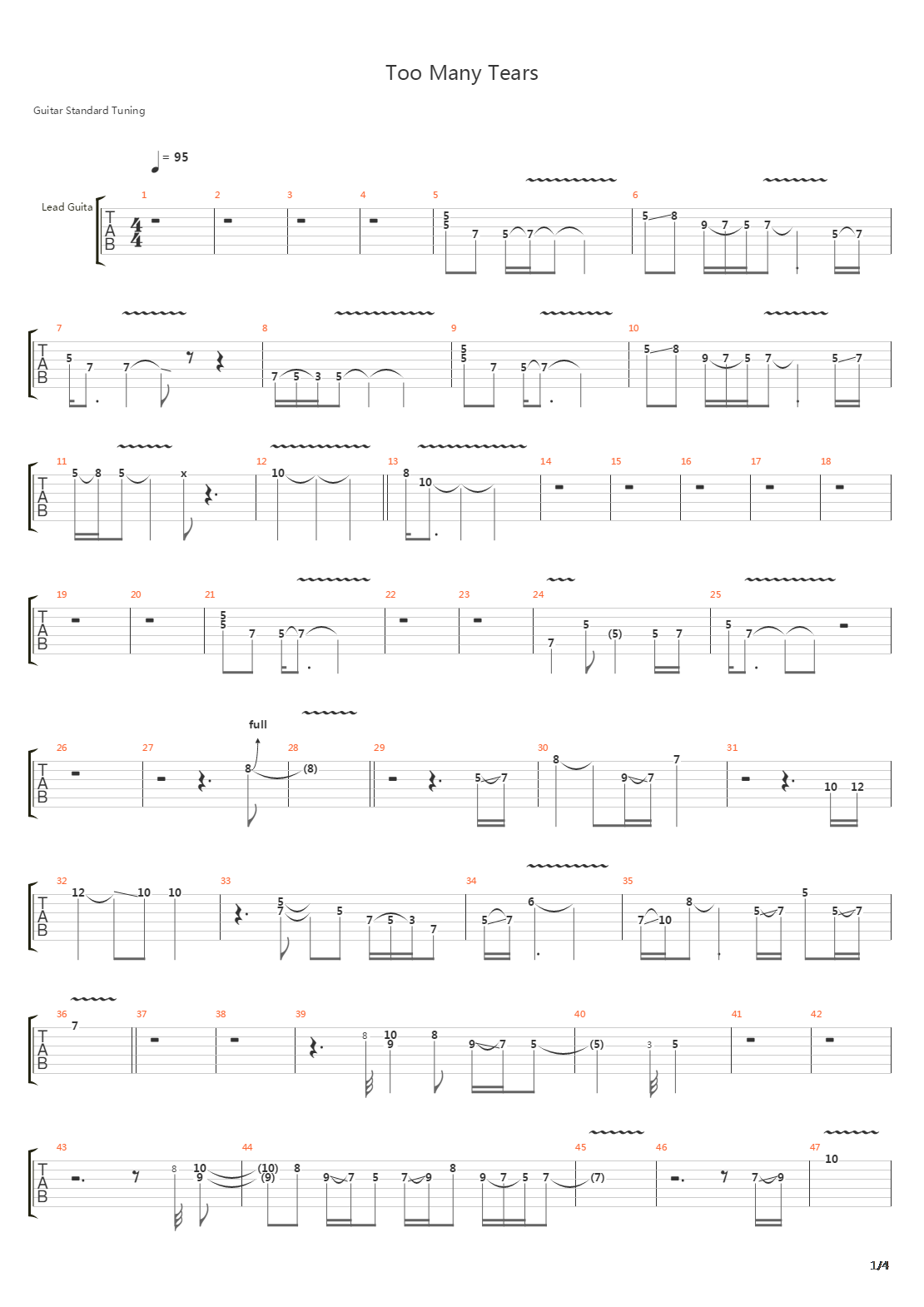 Too Many Tears吉他谱