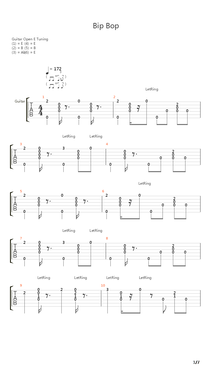 Bebop (E Tuning)吉他谱