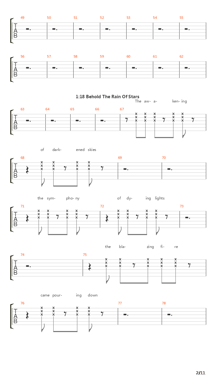 Sons Of Winter And Stars (Part 1)吉他谱