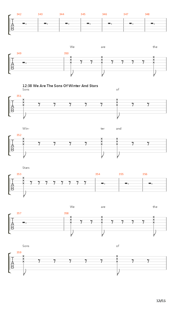Sons Of Winter And Stars (Part 2)吉他谱