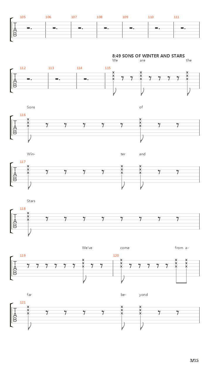 Sons Of Winter And Stars (Part 2)吉他谱