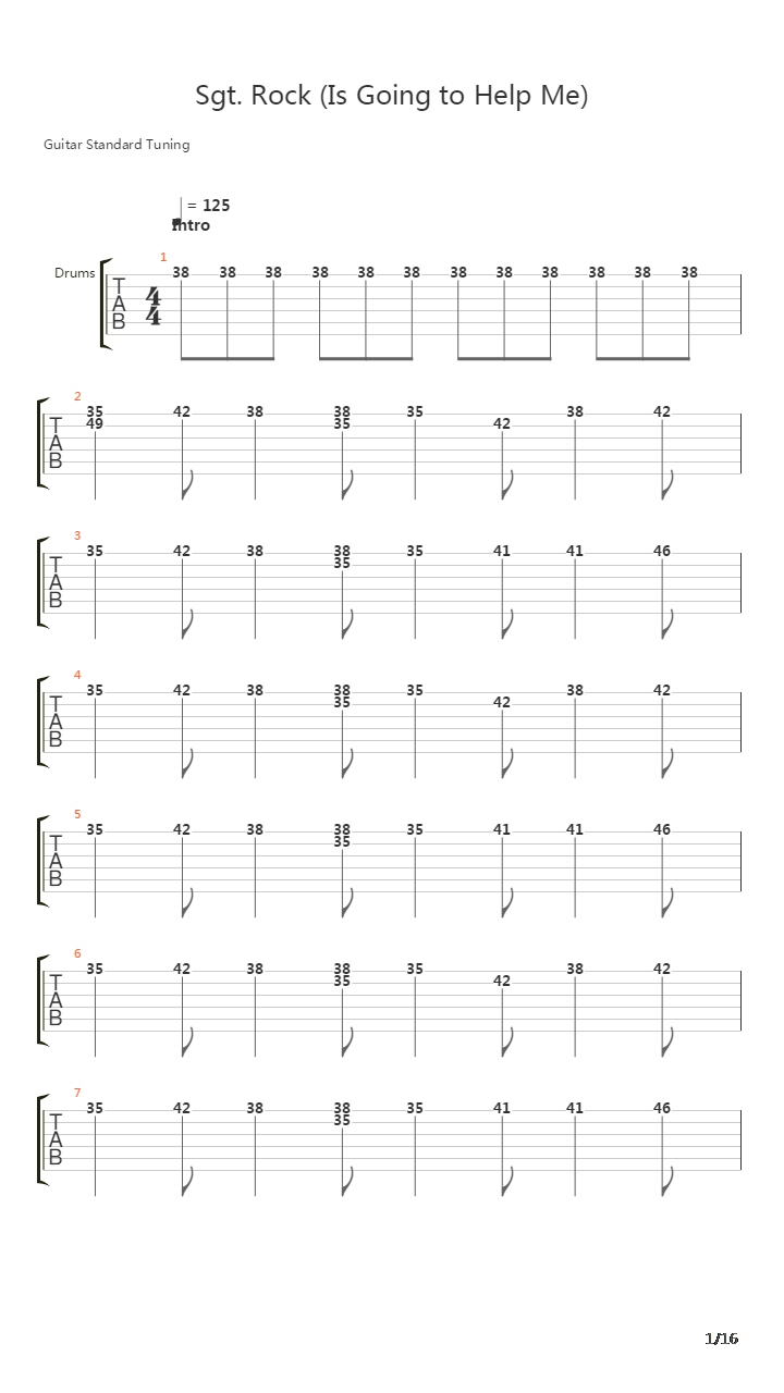 Sgt Rock (Is Going To Help Me)吉他谱