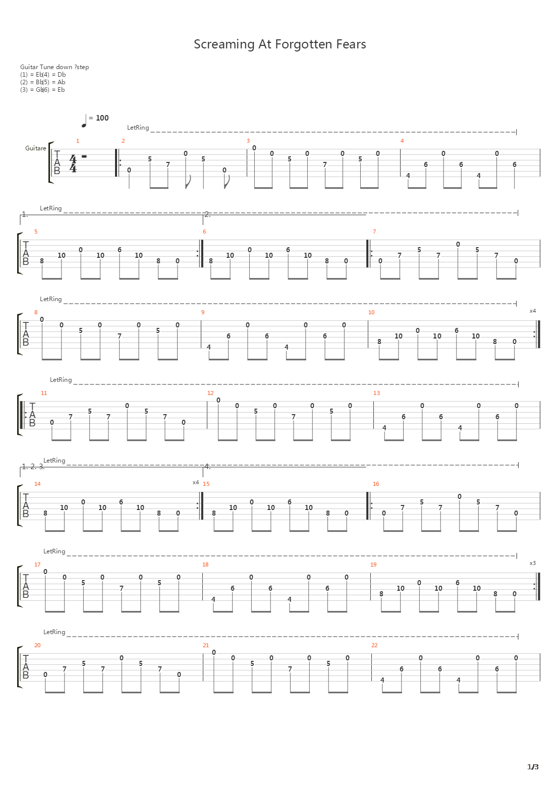 Screaming At Forgotten Fears吉他谱