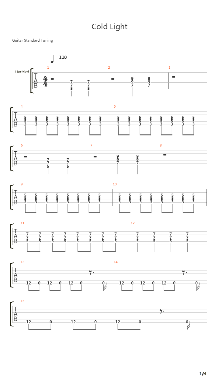 Cold Light吉他谱