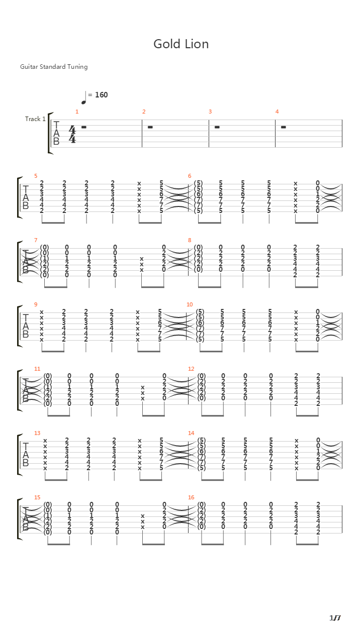 Gold Lion吉他谱