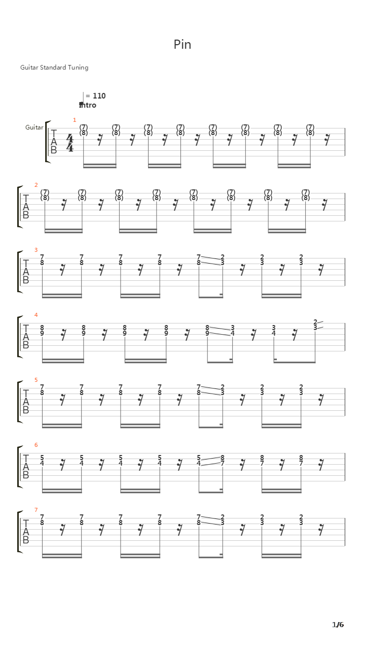 Pin吉他谱