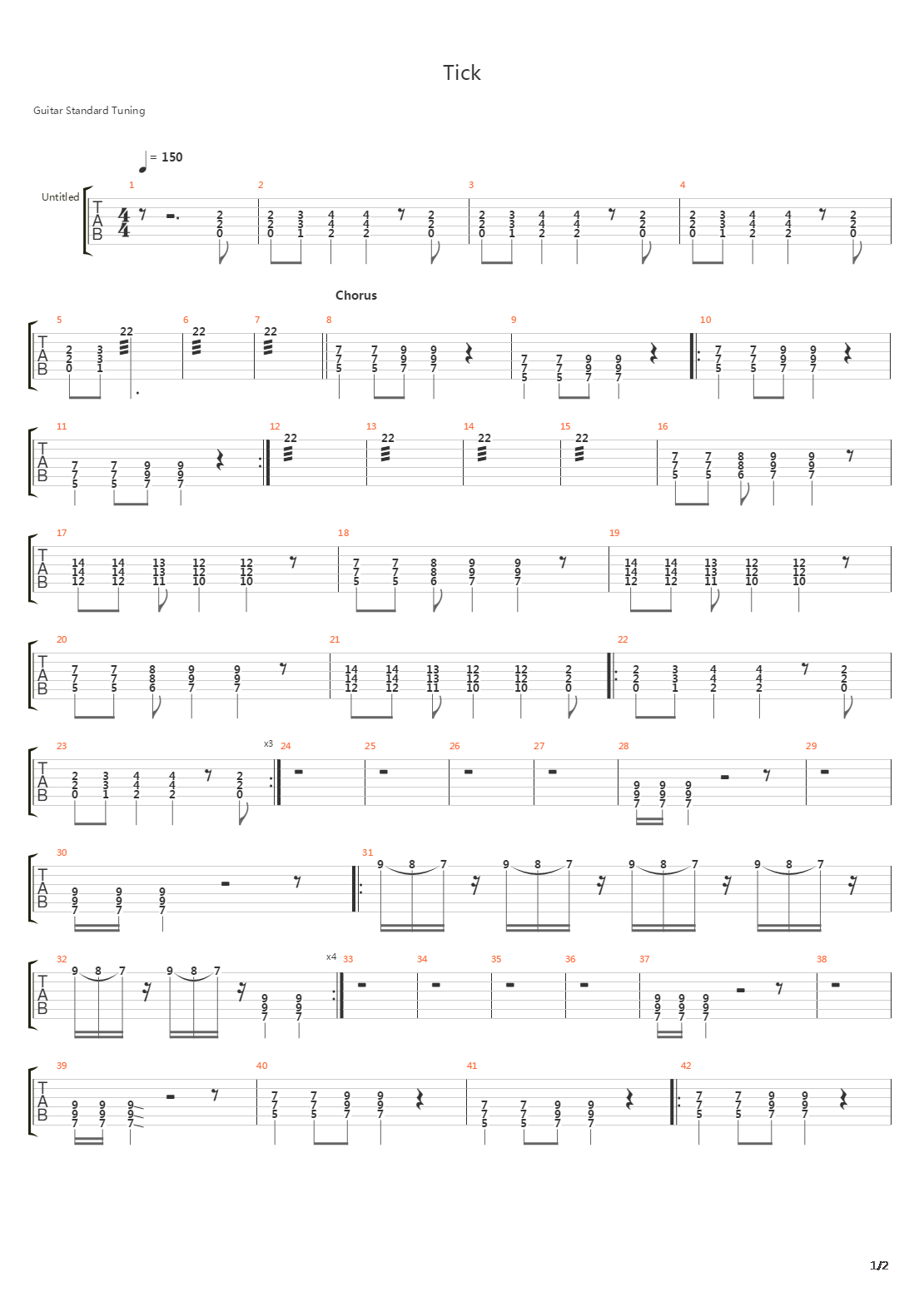 Tick吉他谱