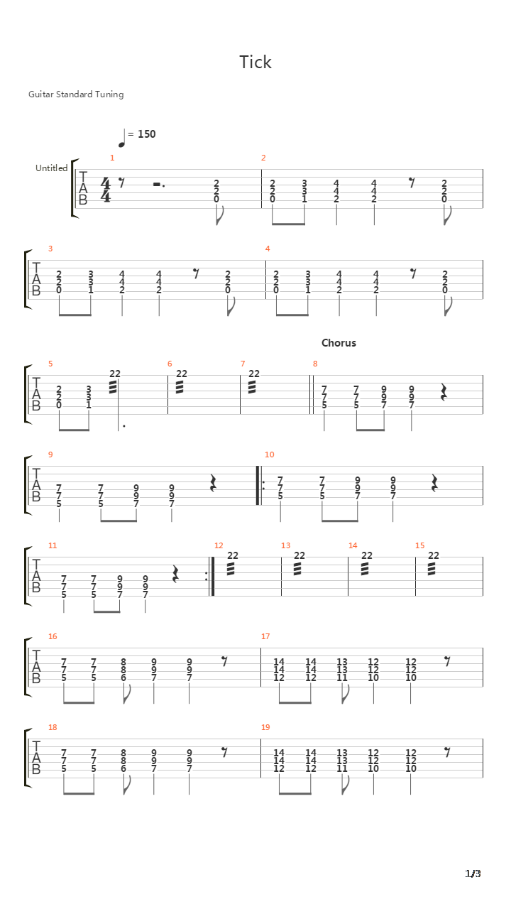 Tick吉他谱