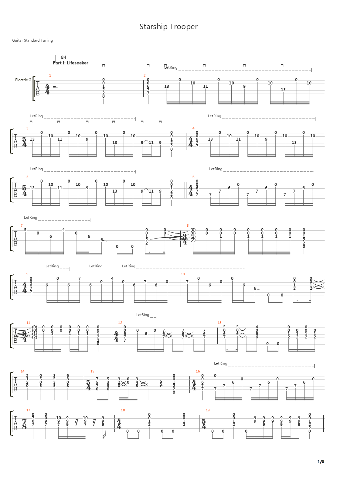 Starship Trooper吉他谱